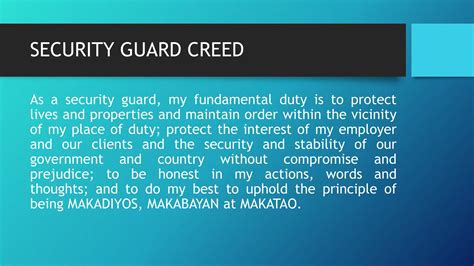 security creed tagalog|THE SECURITY GUARD CREED .